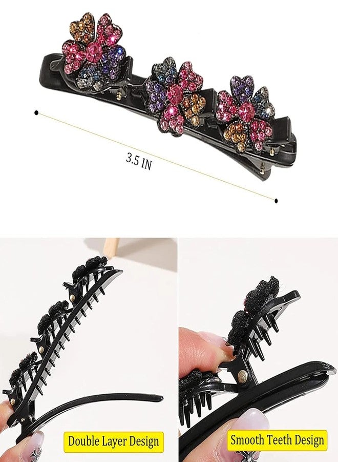 Dulier 4Pcs Sparkling Crystal Stone Braided Hair Clips Barrettes for Women | Duckbill Hair Accessories for Styling, Thin/Thick Hair | Secure Grip Rhinestone Clips - Image 5